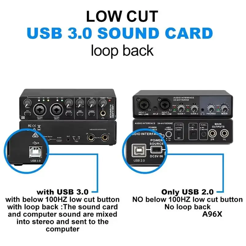 Recording Sound Card Real-Time Ear Monitoring AD Converter For Electric Guitar Microphone Studio Red