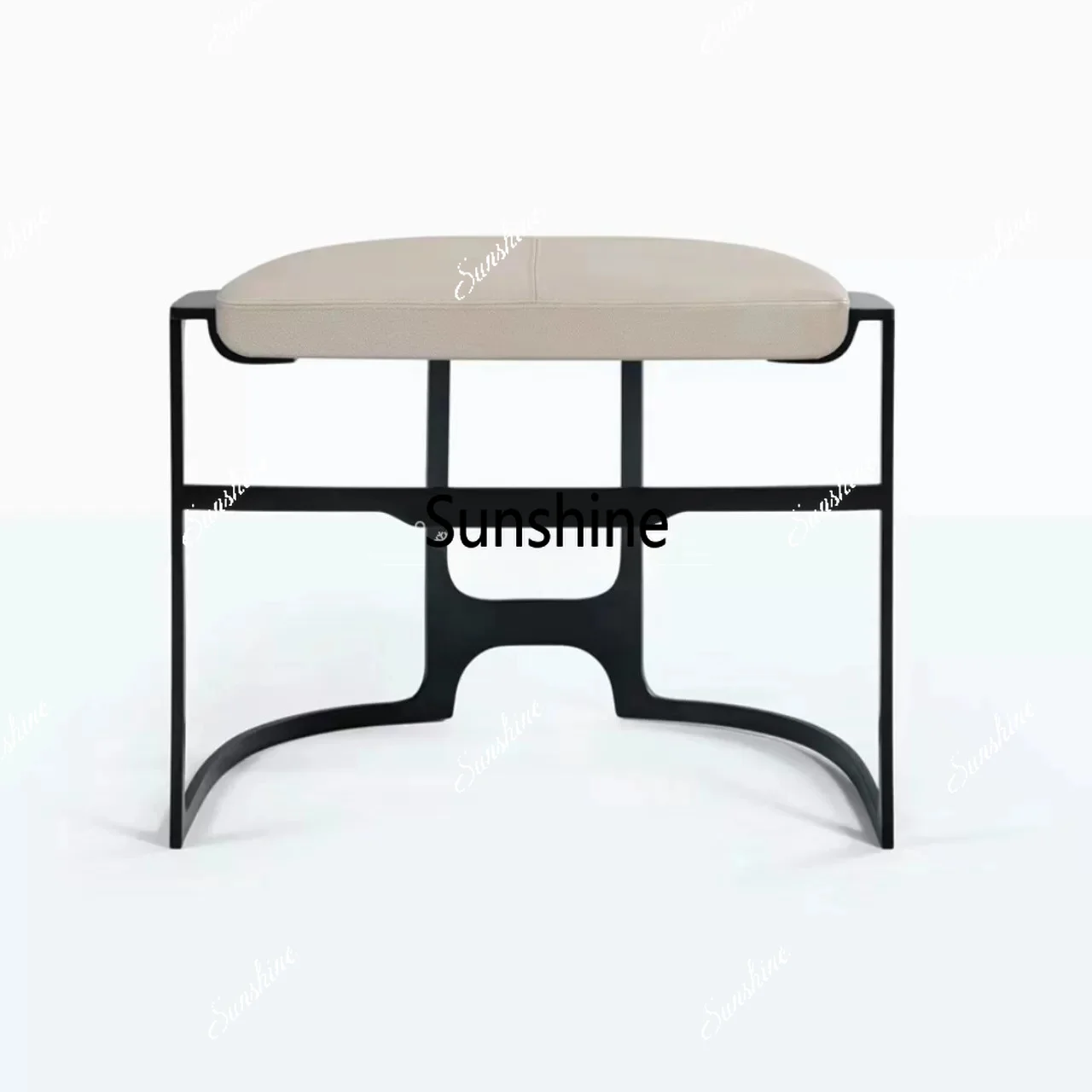 Italian light luxury post-modern metal fabric bedside stool stainless steel soft shoe changing stool