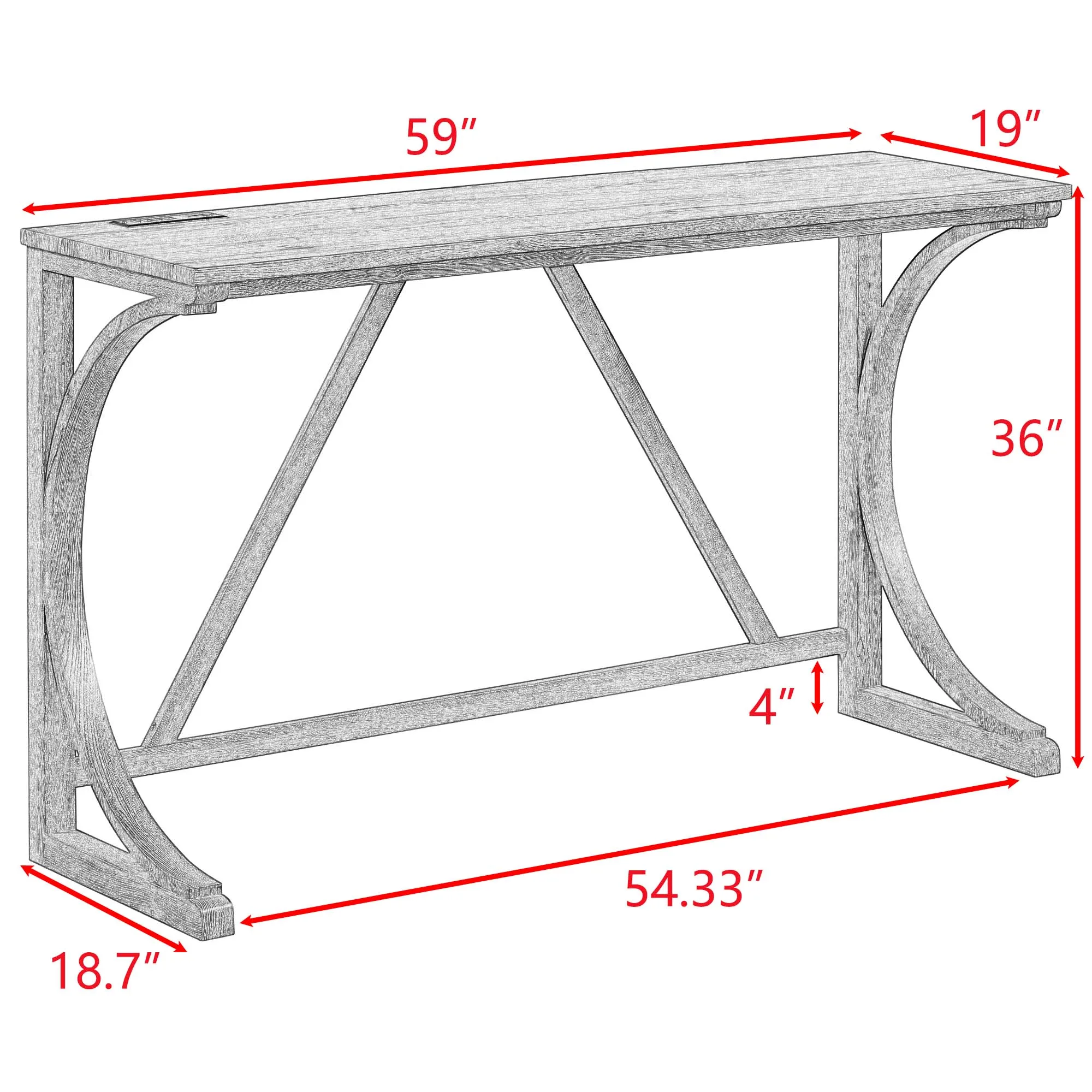 Set tavolo da bar da 4 pezzi con presa di corrente |   Tavolo e sedie per colazione industriale per soggiorno, sala da pranzo e mesa para computer