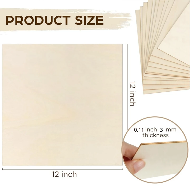 Доска из липы, фанера из липы, доска из гладкой древесины для лазерной резки, DIY Строительная модель 30x30x0, 3 см