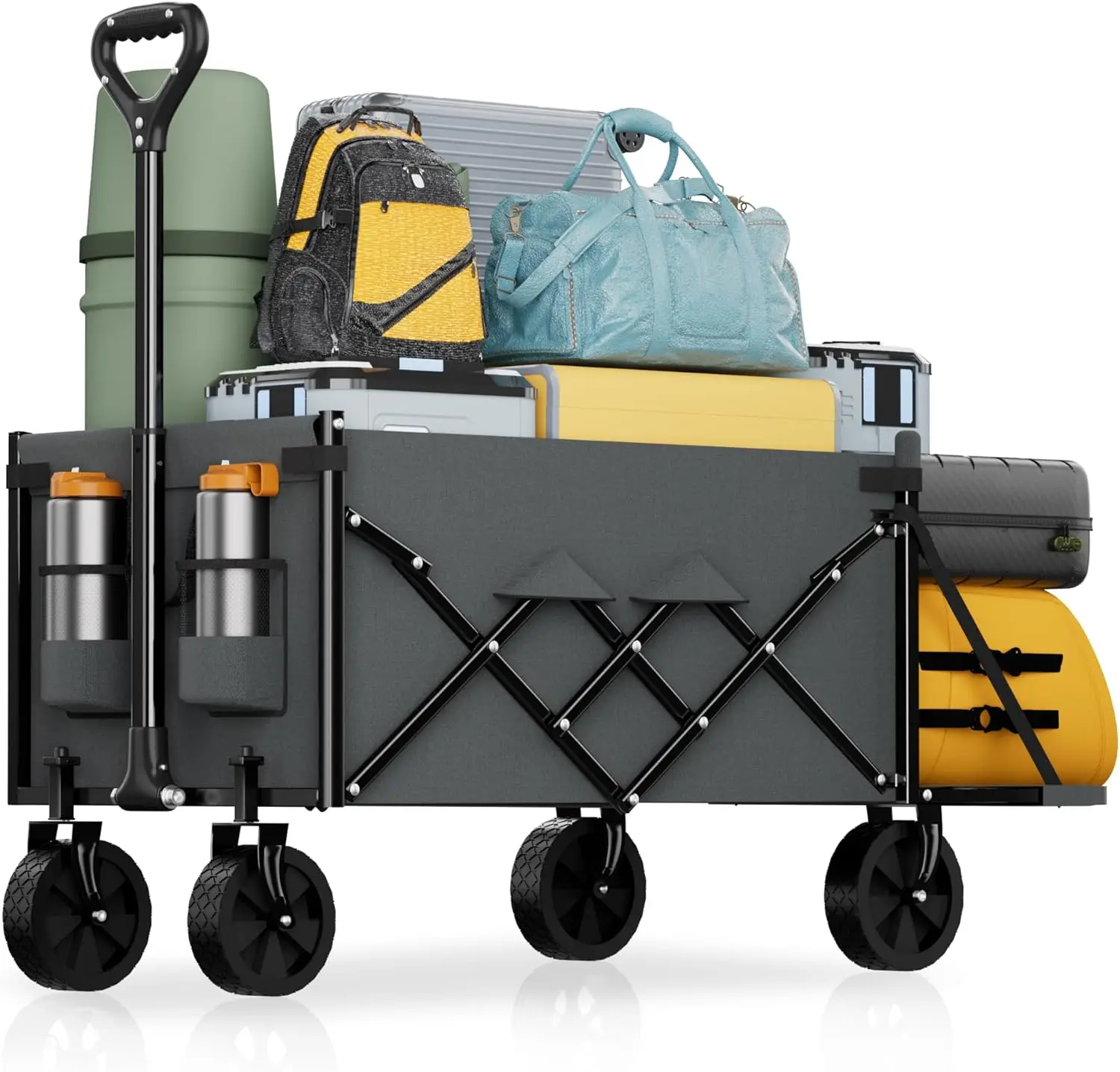 

Lightweight Folding Wagon Large Capacity Collapsible Grocery Cart on Big Wheels Heavy Duty Foldable Shopping Carts All Terrain O