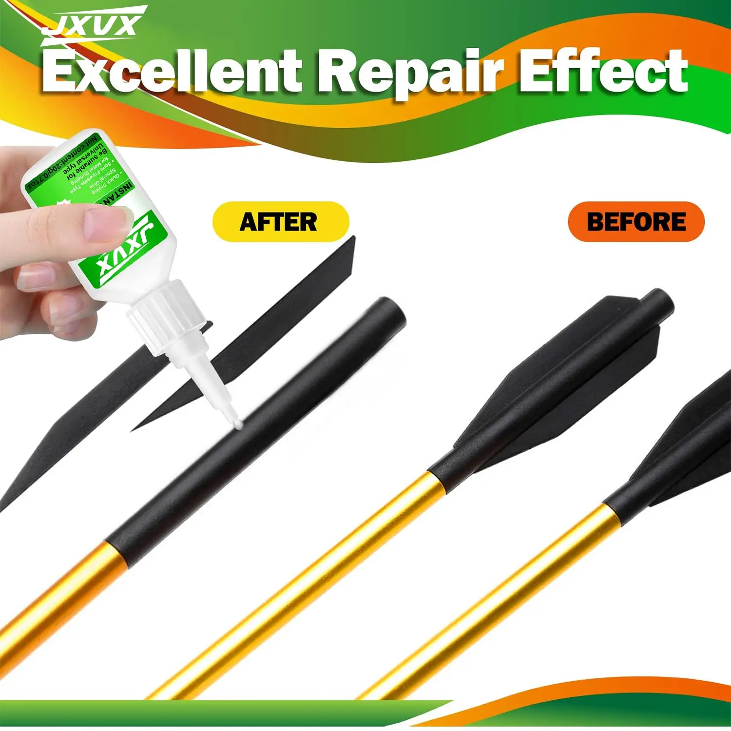 Nuovissima colla super cianoacrilica 415 aggiornata, asciugatura istantanea in 5 secondi, impermeabile per riparazioni di archi e frecce, strumento di incollaggio stabile e versatile.