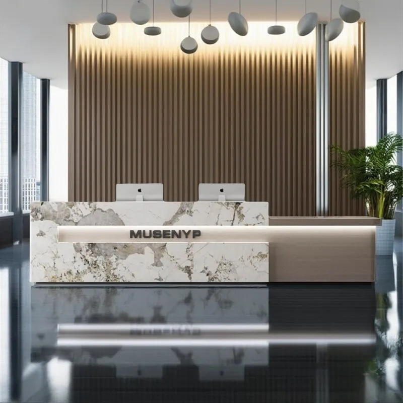 

Glamour Minimalist Bar Counter Unique Modern Premium Simple Reception Desk Professional Simple Mostrador Commercial Furniture
