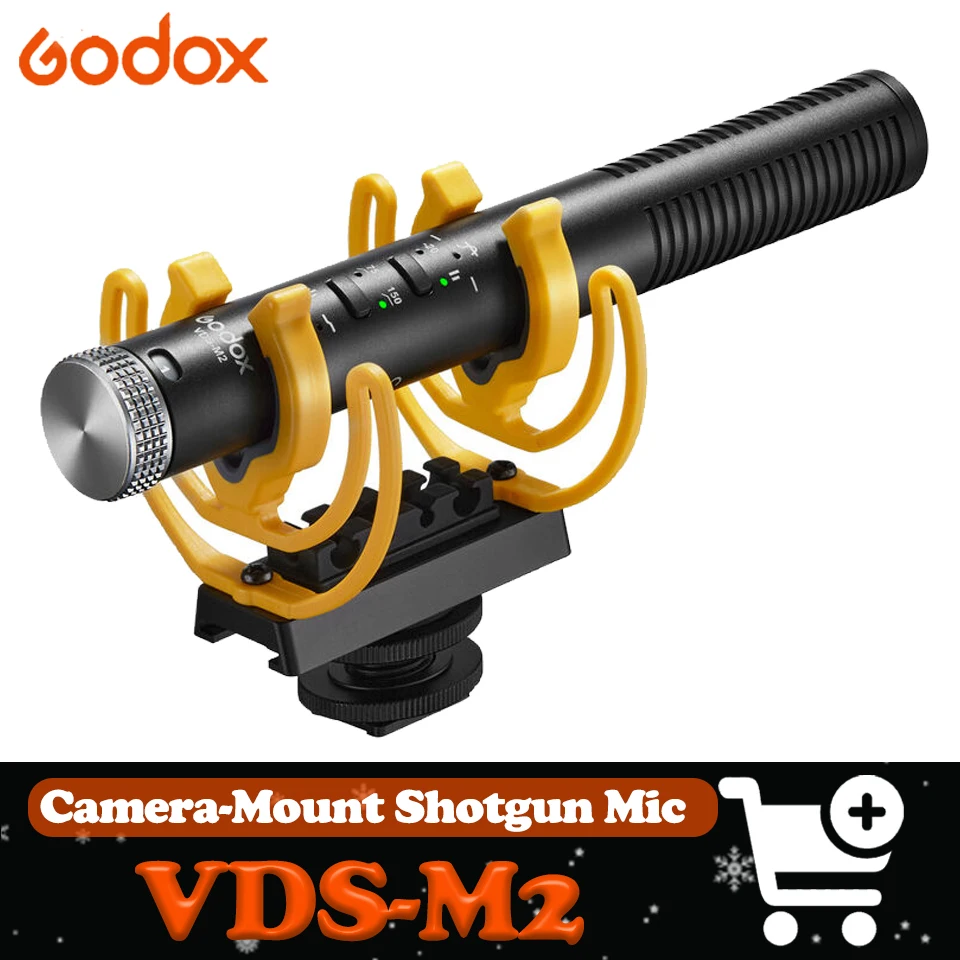 

Микрофон Godox VDS-M2 с суперкардиоидной диаграммой направленности для крепления на камеру, с креплением Rycote Lyre и фильтром высоких частот 75-150 Гц
