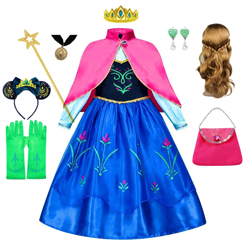 Princess Costume Girl Anna Dress 2 3 4 5 6 8 10 Years