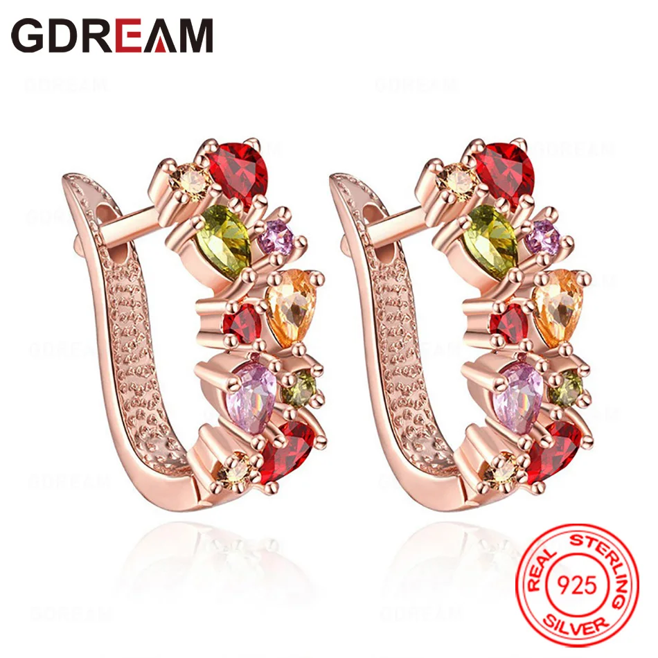 

GDREAM 925 Sterling Silver, Zircon Rose Gold Clip-On Earrings - Exquisite And Cute Wedding Party Jewelry For Women
