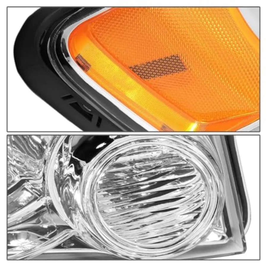 ชุดไฟหน้าพร้อมกรอบโครเมียมและแผ่นสะท้อนแสงสีเหลืองอำพันสำหรับรถ Escape ปี 2008-2012 ดีไซน์เลนส์ใส เพิ่มการมองเห็นและโหมดการใช้งาน