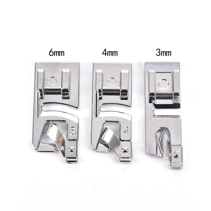 C 3pcs 3mm, 4mm 6mm Narrow Rolled Hem Presser Foot Set For Sewing Machine Sewing Hemming Set Sewing Machines Accessories