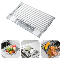 Kitchen Foldable Sink Plate Storage Bowl Holder 304 Stainless Kitchen Dish Drying Rack Dish Drainer Shelf Kitchen Accessories