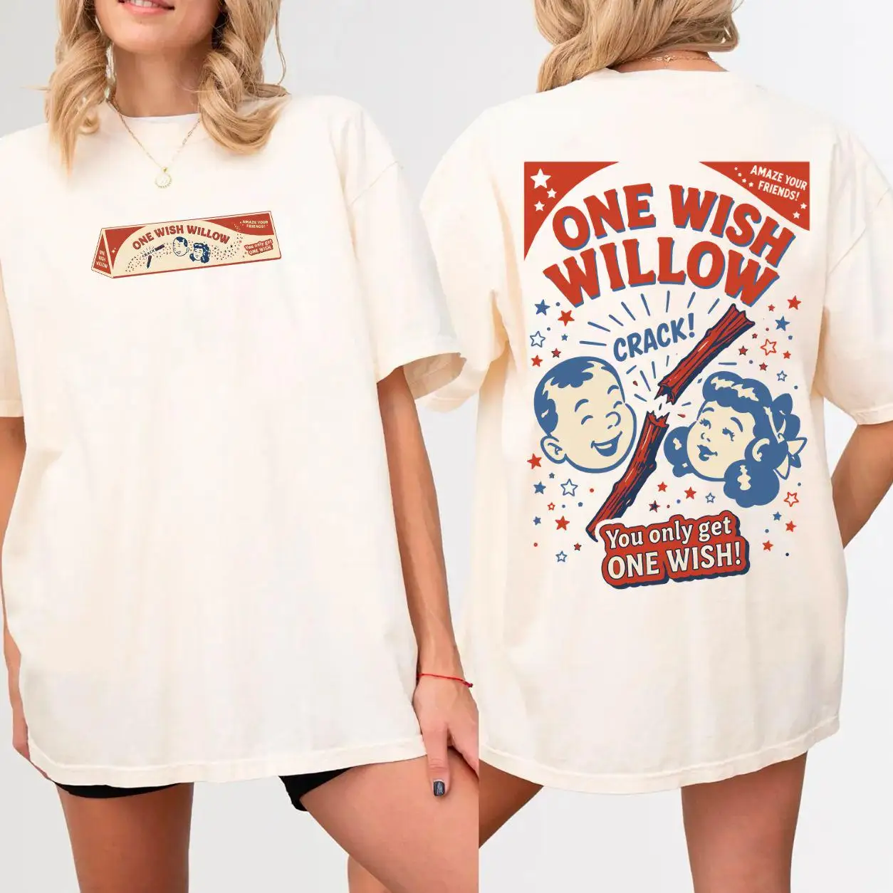 Horror Movie Graphic Tshirt Obsession Shirt Novelty Retro Comic One Wish Willow Double-Sided T-Shirt Cream Shirts for Women Tops
