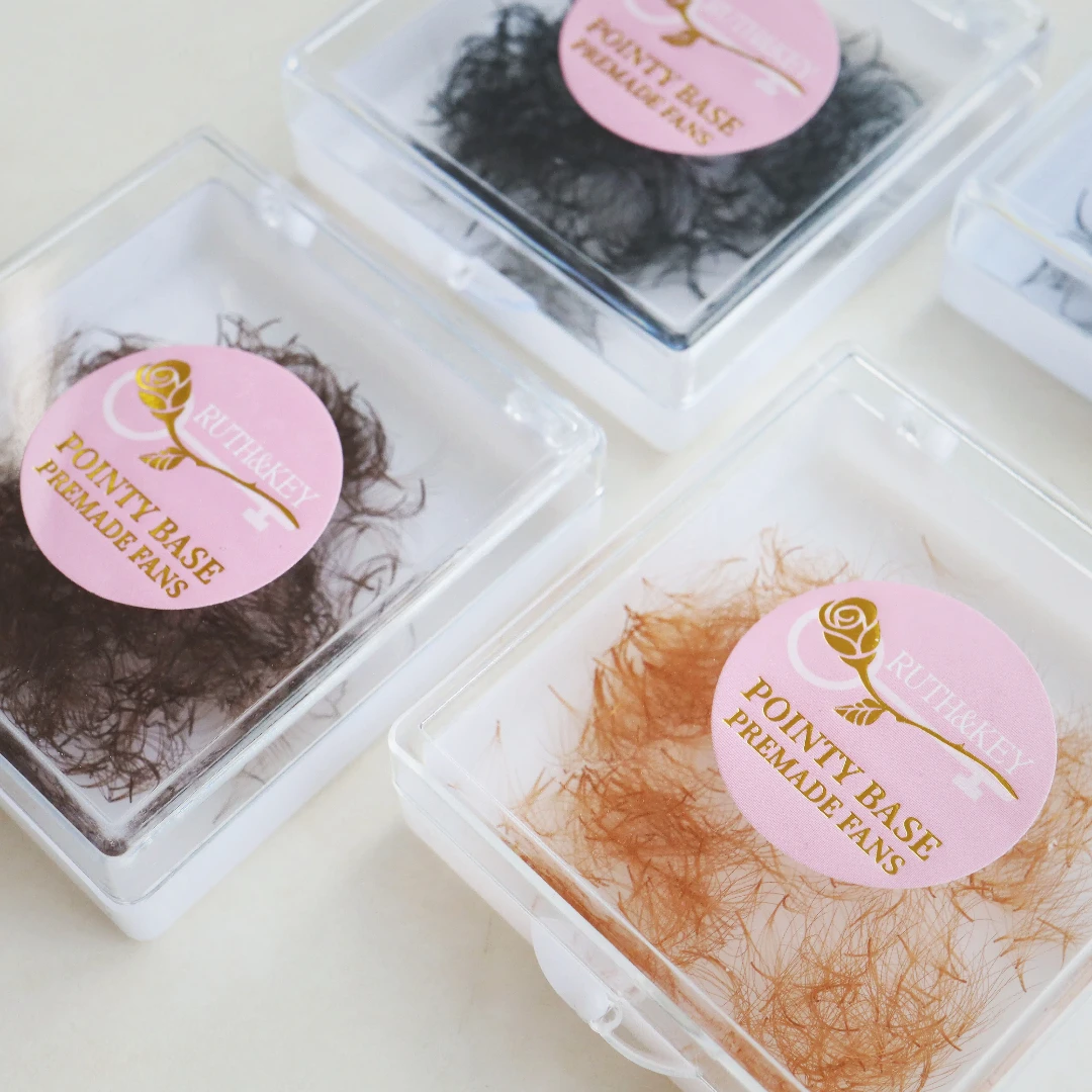 500 팬 다크 브라운 컬러 속눈썹 확장 미리 제작 된 5D 얇은 뿌리 느슨한 브라운 Promade 속눈썹 확장 코스프레 여성 메이크업