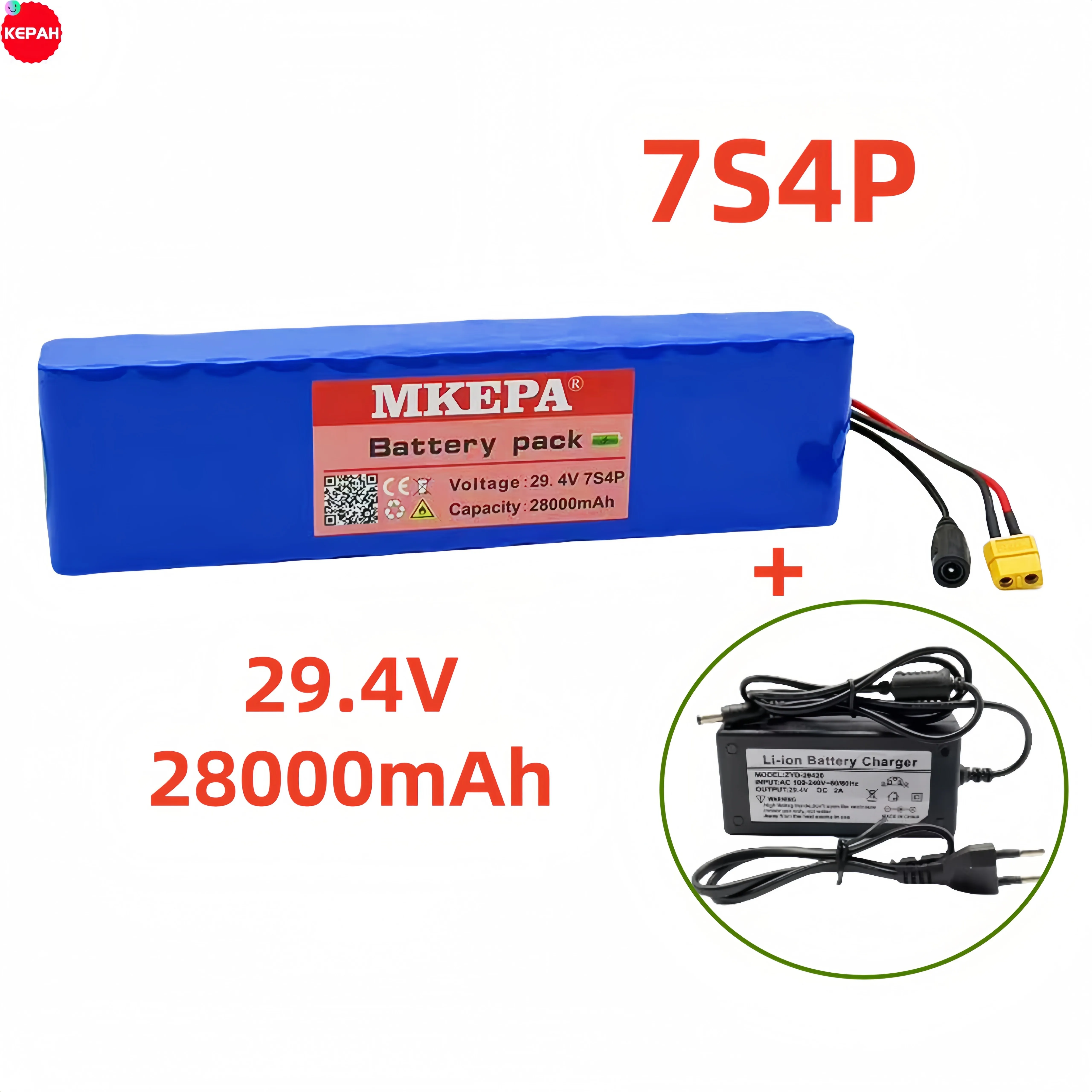 7S4P 29.4V rechargeable lithium-ion high-power 28000mAh 18650 battery pack