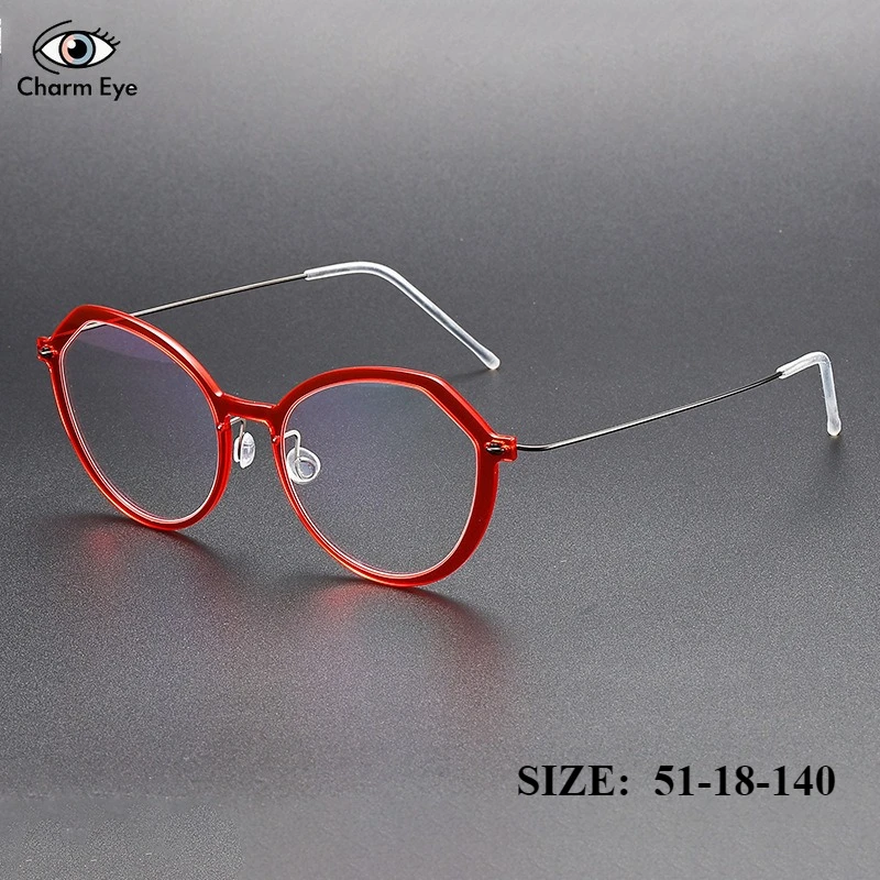 

Red Women Glasses 6626 Retro Optical Prescription Eyewear Pure Titanium High-end Myopia Anti Blue Light Eyeglass Frame for Men