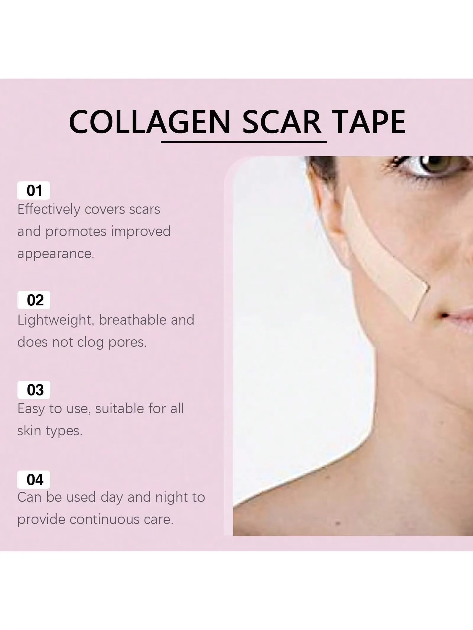 150cm Silicone Scar Patches with PET/PU Film, Transparent Self-Adhesive Sheets for Day and Night Scar Concealing