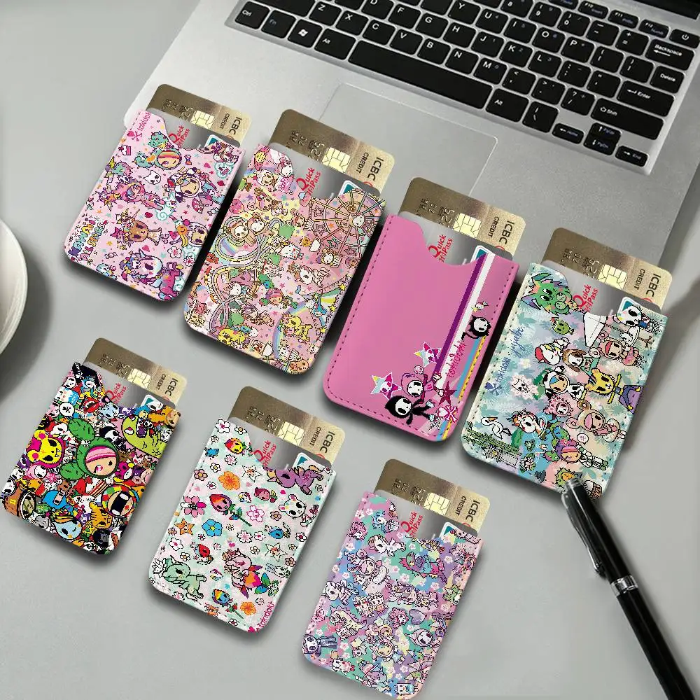 Cartoon T-Tokidoki Universal PU Leather Slim Card Wallet, ID Credit Card Organizer, Compact Portable Holder for Outdoor