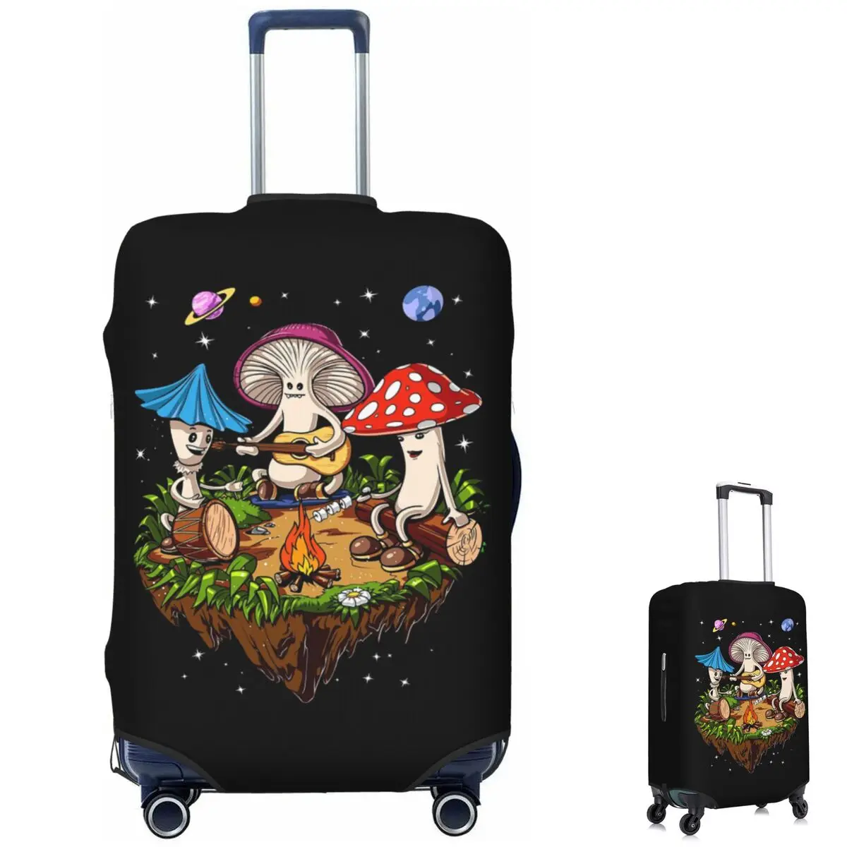 Hippie Magic Mushroom Suitcase Cover Protection Elastic Travel Luggage Protector Covers for 18-32 Inch