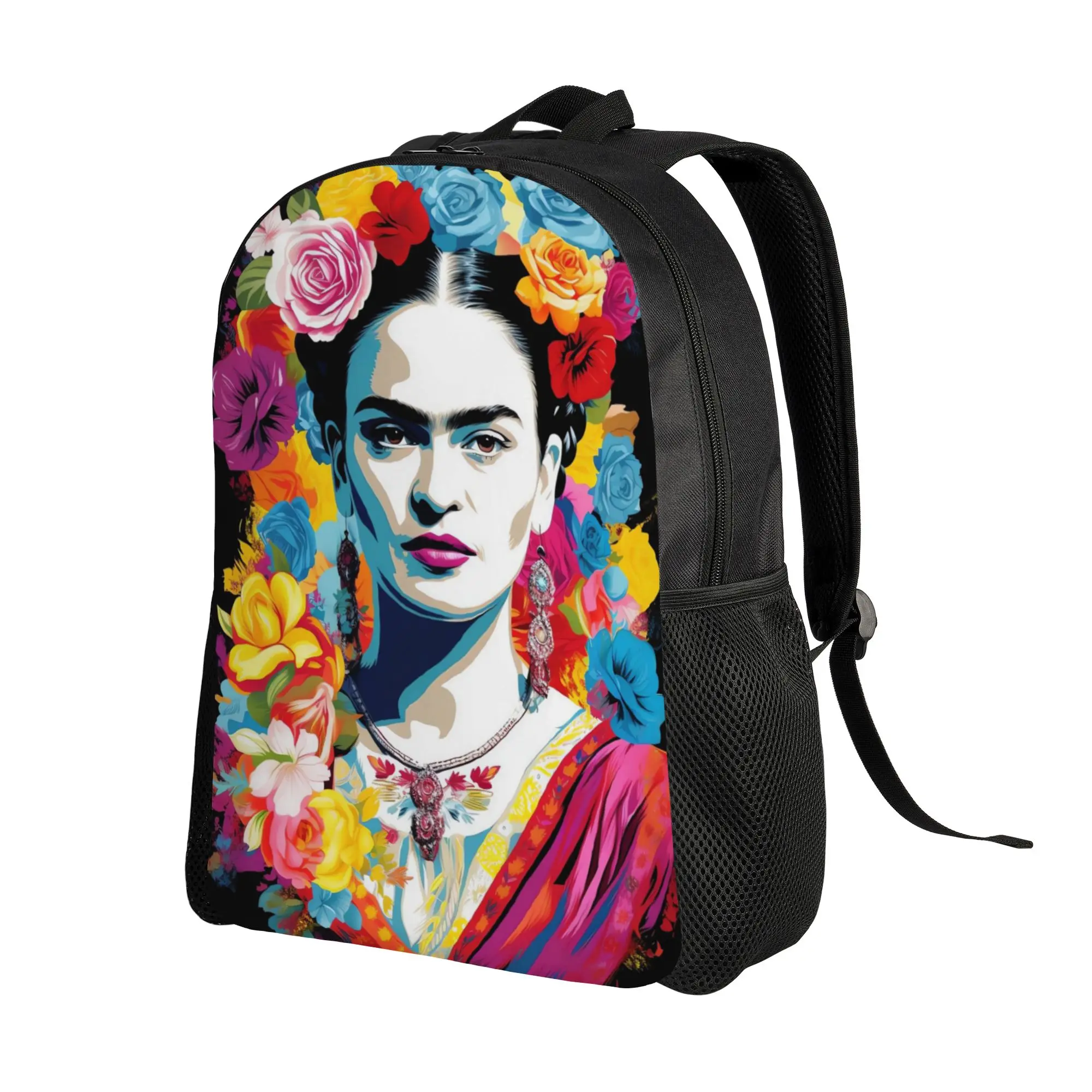 F-Frida K-Kahlo Flower Print Backpack  Female Polyester Sport Backpacks Breathable Modern High School Bags Rucksack
