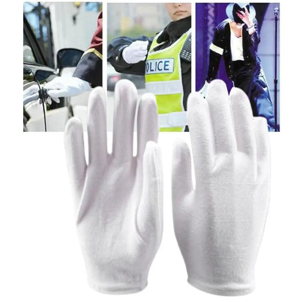 12 Pairs White Cotton Work Gloves For Dry Hands Handling Film SPA Gloves Ceremonial High Stretch Gloves Household Cleaning Tools