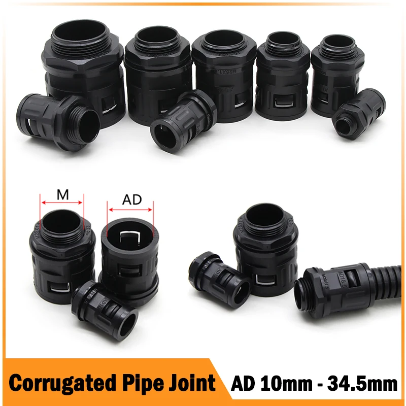 

Nylon Joint End Fittings Pipe AD10 AD13 AD15.8 AD18.5 AD21.2 AD25 AD28.5 AD34.5 Plastic Bellows PP Corrugated Tube Connectors