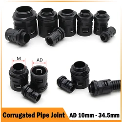 Nylon Joint End Fittings Pipe AD10 AD13 AD15.8 AD18.5 AD21.2 AD25 AD28.5 AD34.5 Plastic Bellows PP Corrugated Tube Connectors