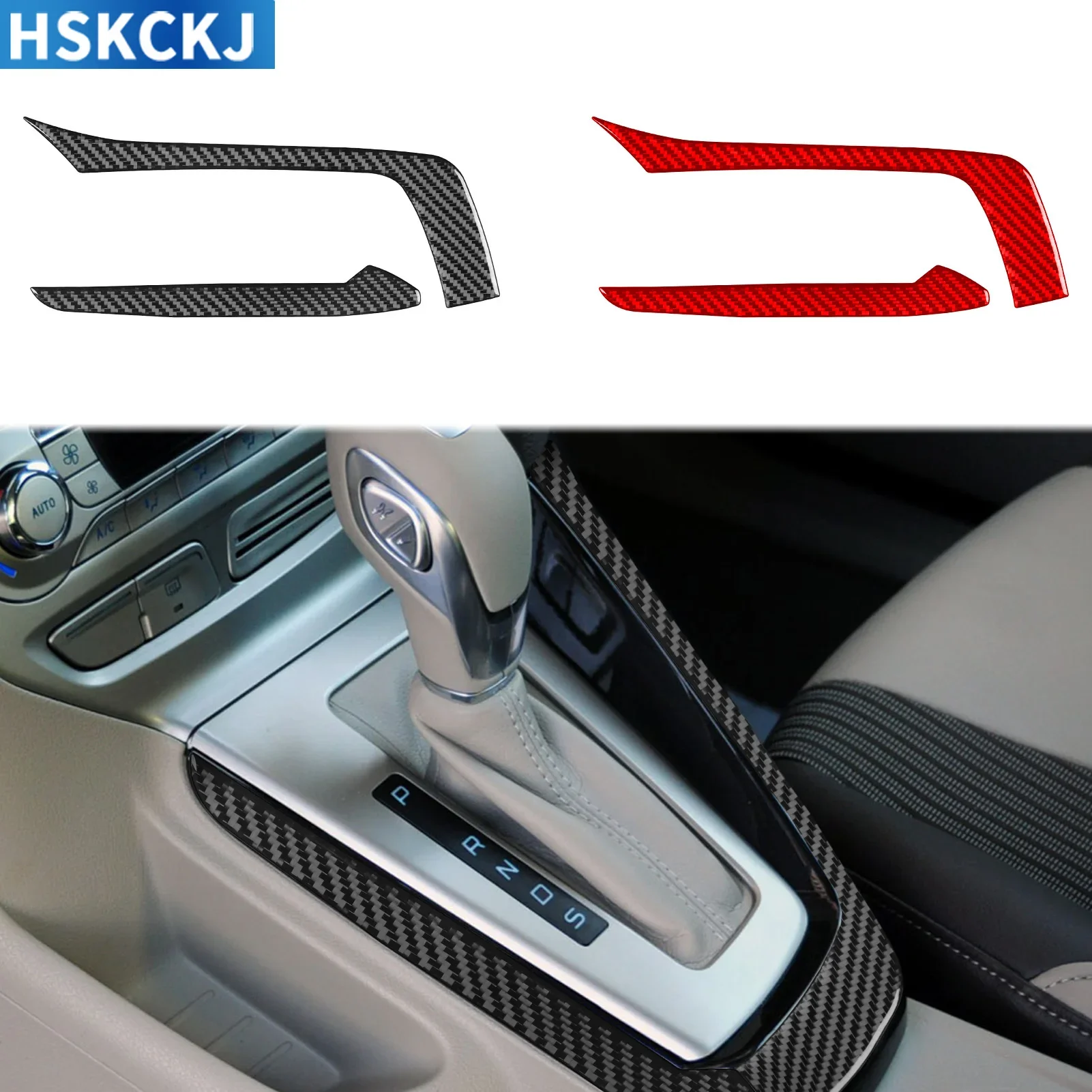 For Ford Focus 2012—2014 Carbon Fiber Car Accessories Gear Shift Box Outer Frame Panel Cover Trim Sticker Interior Modification