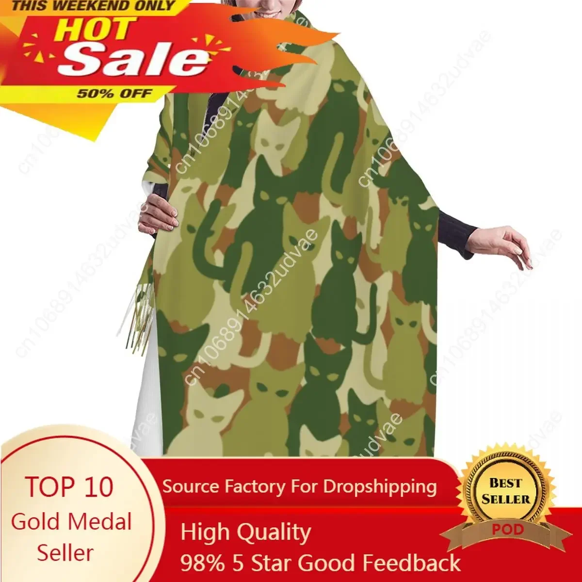 

Autumn Winter Warm Scarves Military Cats Army Camouflage Pattern Fashion Shawl Tassel Scarves Wrap Neck Headband Hijabs Stole