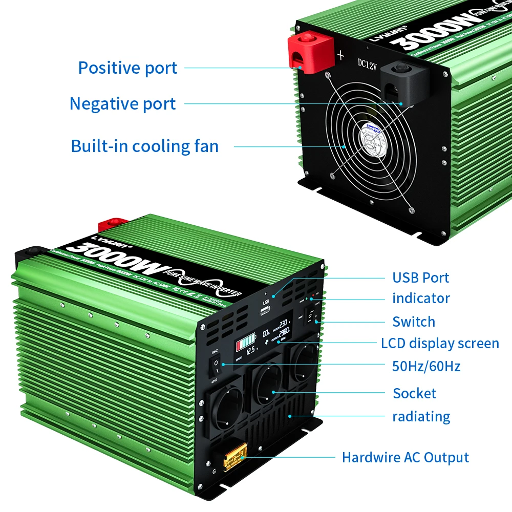 LVYUAN 3000W 6000W Araç Güç İn - Pure Sine Wave Inverter incelemesi ve fiyatı