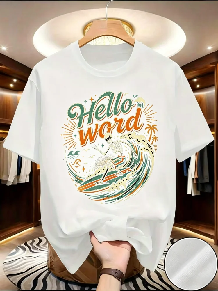 

New summer men's soft and breathable comfortable surfing pattern short-sleeved round-neck casual streetwear T-shirt