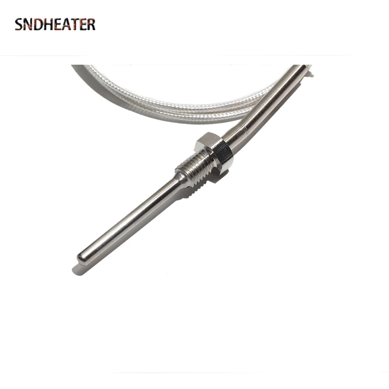 SNDHEATER WZP-291 PT100 Thermocouple Temperature Sensor M6 M8 M10 M12 M20 Platinum Thread Resistance 5*50MM Probe PTFE Test Wire