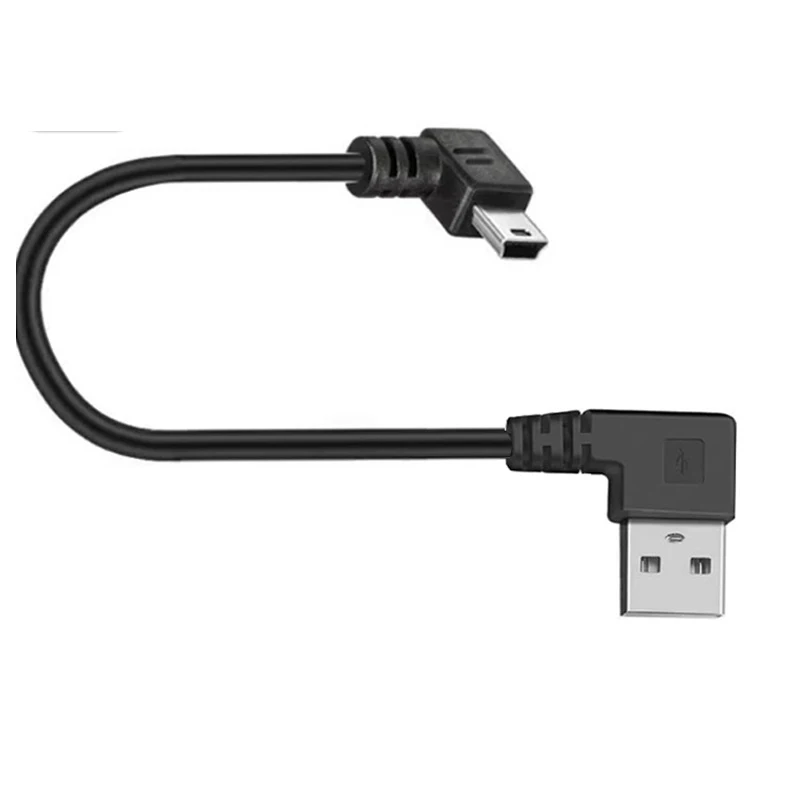 90 Degree Elbow Mini usb Data Line Left Right T-port V3 mini miniusb charging cable 0.3M 0.5m For Traffic recorder  avigator