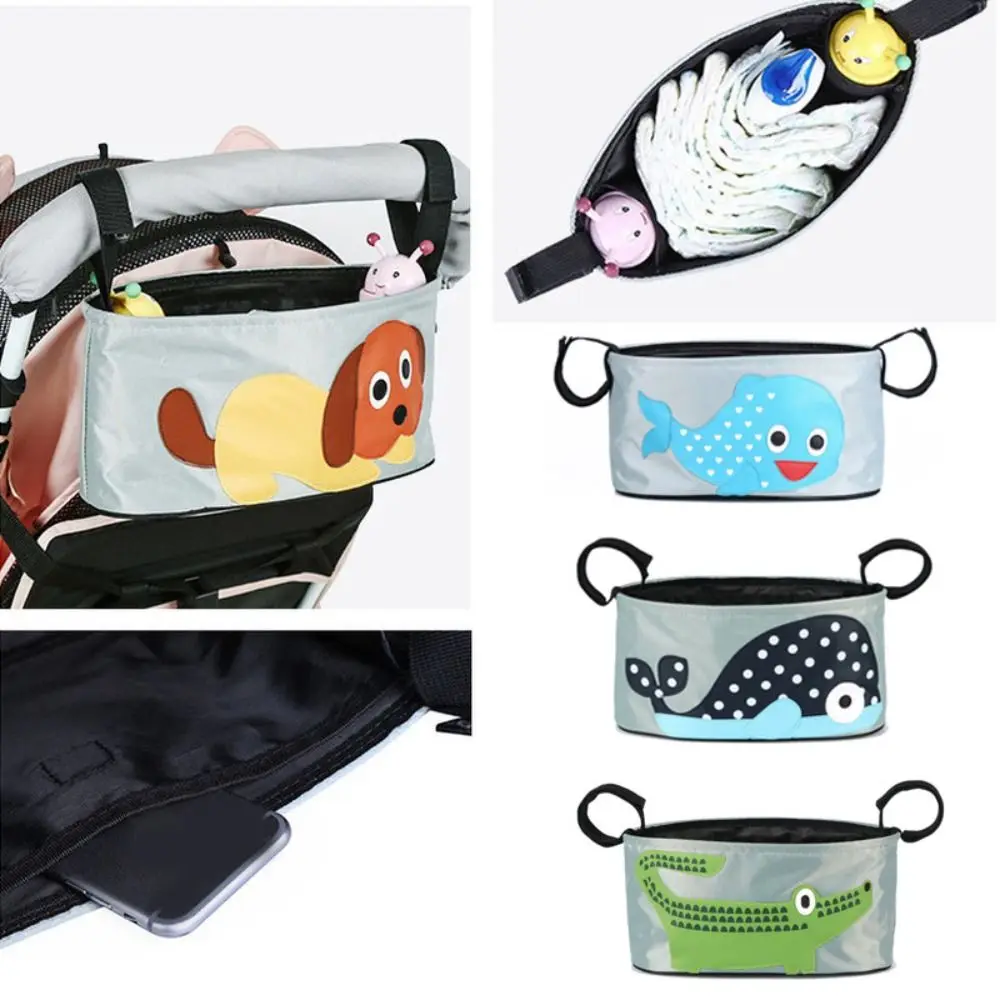 Waterproof Stroller Bag Organizer Large Capacity Pushchair Storage Easy To Clean Animal Print Storage Bag Stroller