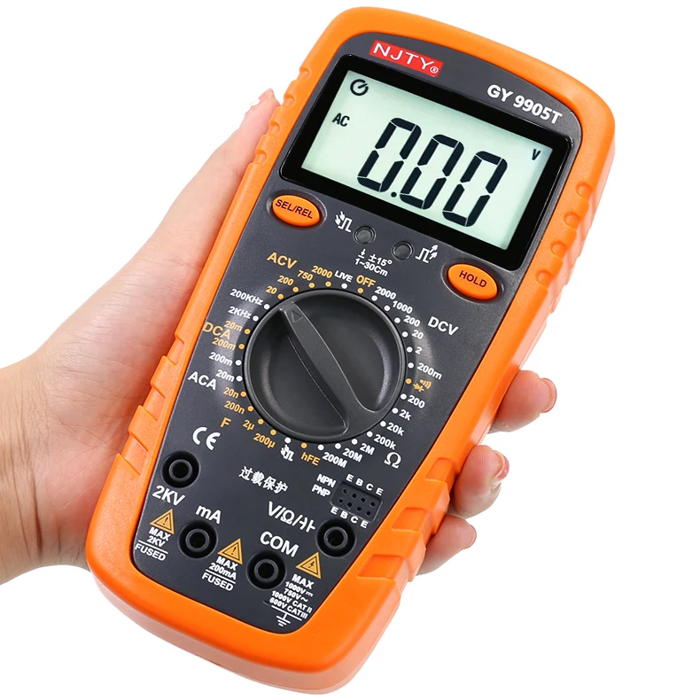 Imagem -06 - Multímetro Digital Medir até 2000v Tensão ac e dc Adequado para Testar Alta Tensão Tensões de até 2kv Njty-gy9905t