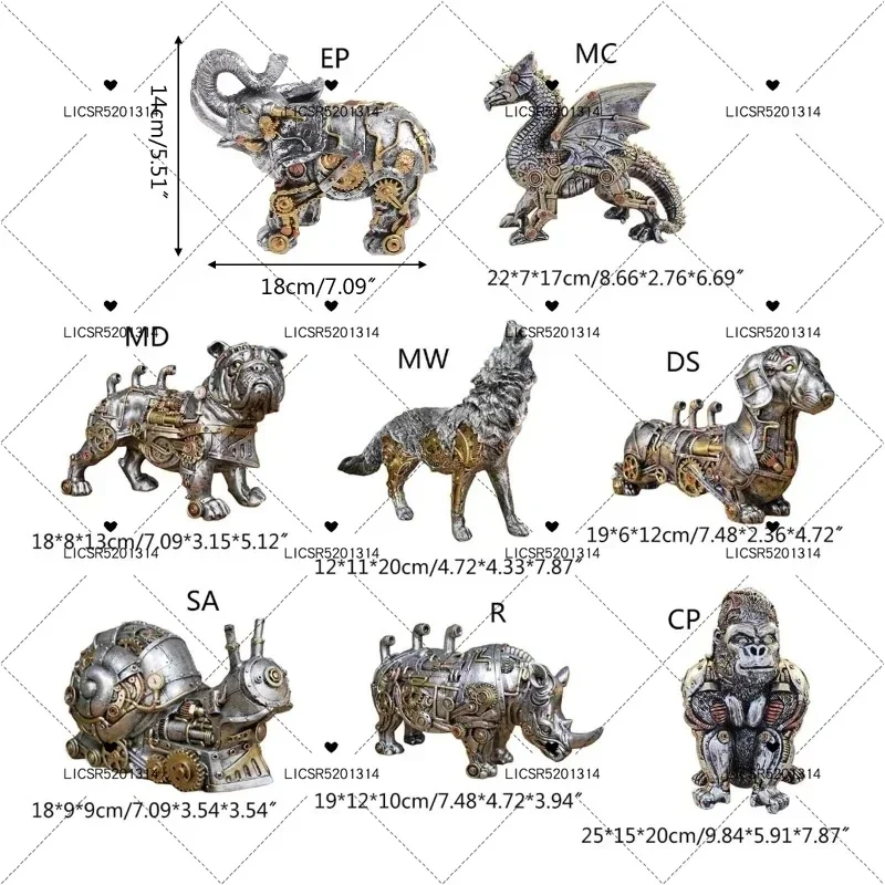 Kerajinan Tangan, patung anjing Punk mekanik, kerajinan Resin, patung anjing Bulldog, Steampunk, dekorasi patung rumah, Desktop