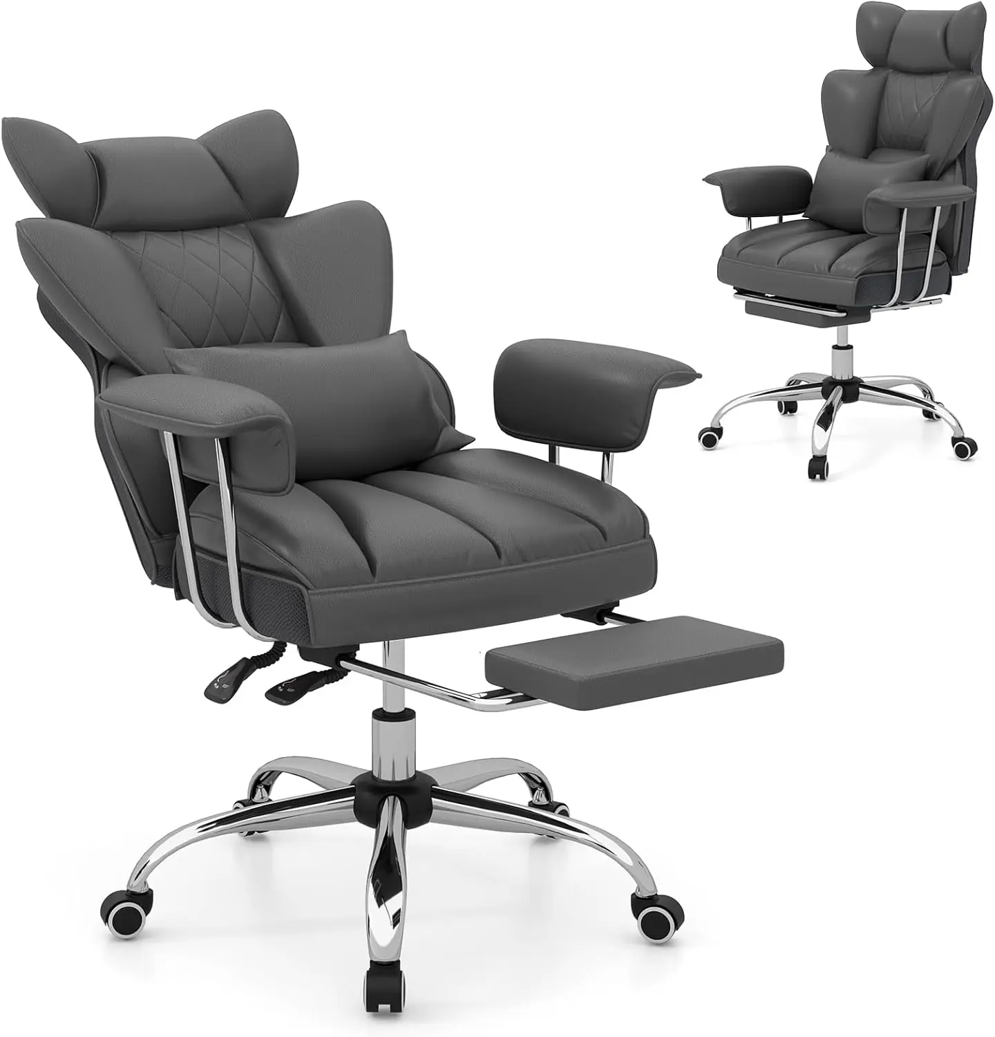 

Office Desk Chair, Big And Tall Executive Office Chair With Foot Rest And Lumbar Support, High Ba Leather Swivel Computer Task