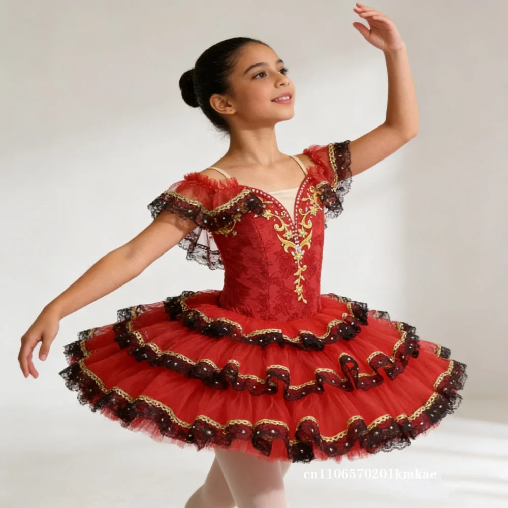 red-black-lace-ruffled-ballet-tutu-dress-for-girls-women-gold-embroidery-pearl-pancake-tutu-for-stage-performances
