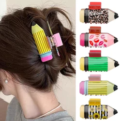 Pencil Hair Clips Back to School Hair Accessories Fun Sunflower Stripe Hair Claw Hair Students Teachers Outfits Decor