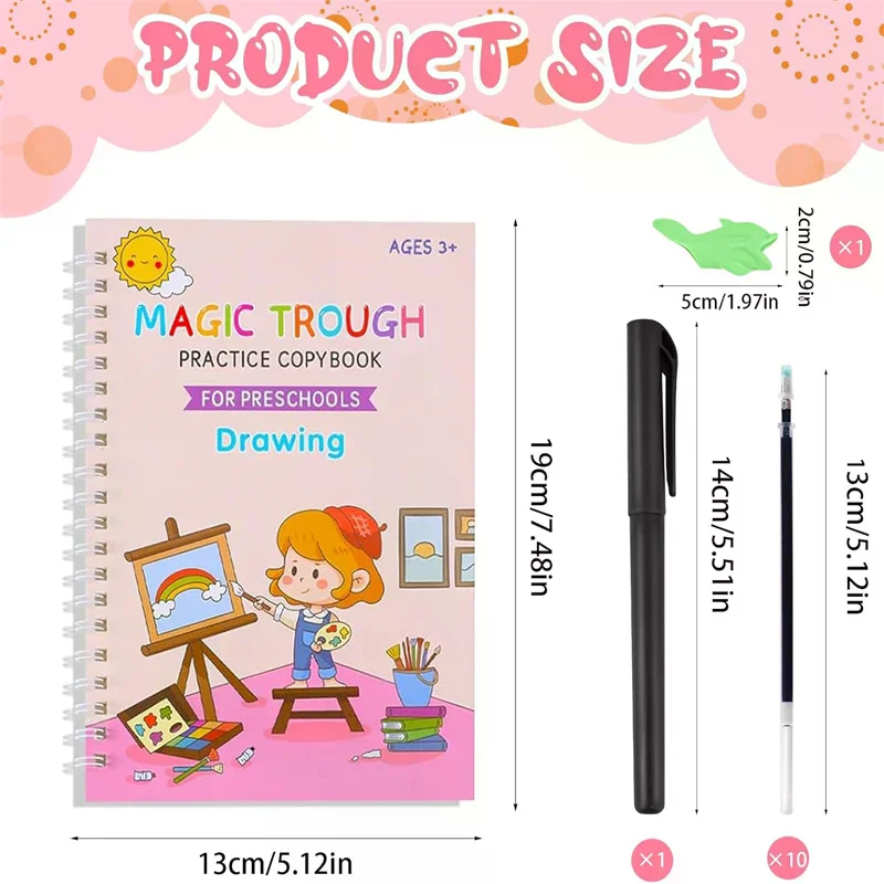 Preschool Grooved Handwriting Practice Book, Reusable Grooved Writing Books,Handwriting Book Practice For Kids