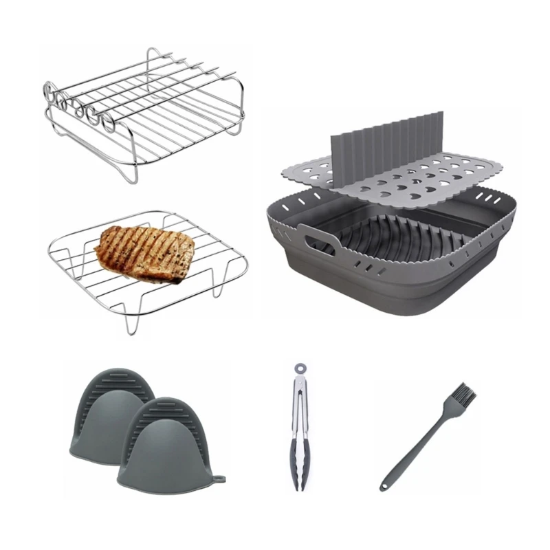 ย่าง Rack Air Fryers Pad ซิลิโคน Air Fryers ถาดซิลิโคน Baking Liner Baking Inner Liner เครื่องมือทำอาหารสำหรับห้องครัว
