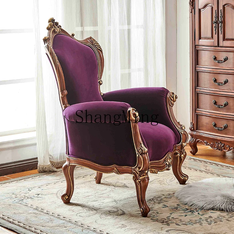 ZYY المنزلية عالية القيمة الخشب الصلب الترفيه غرفة المعيشة غرفة نوم الرجعية كرسي واحد كرسي شرفة النسيج