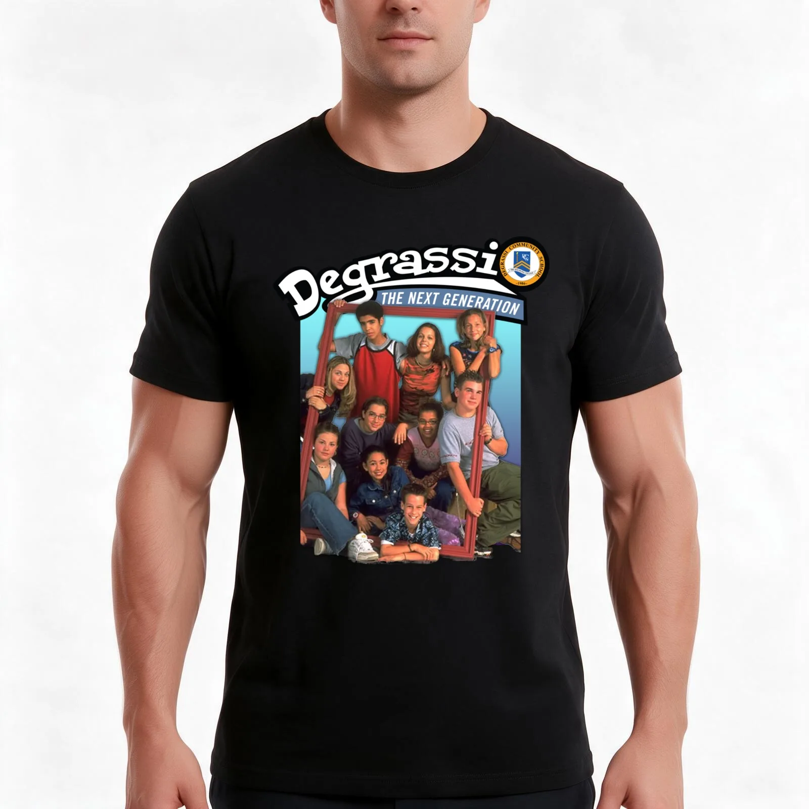 Degrassi T-Shirt, Summer Casual Cotton Tee, Oversized Streetwear Tops, Vintage Graphic Print, Loose Fit Short Sleeve