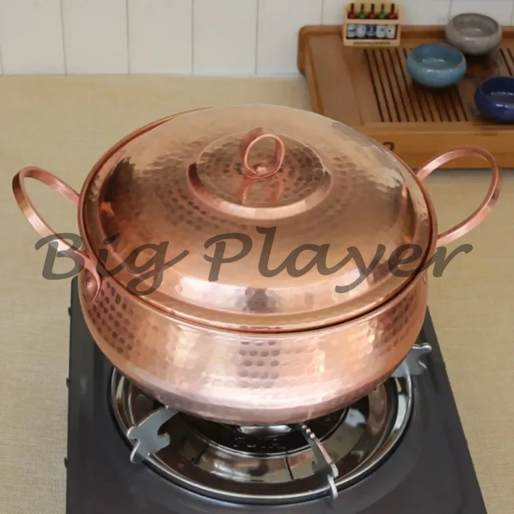 

Versatile Handmade Purple Copper Pot - Thick Large Capacity Casserole Hot Pot Soup Stew Pot With Lid
