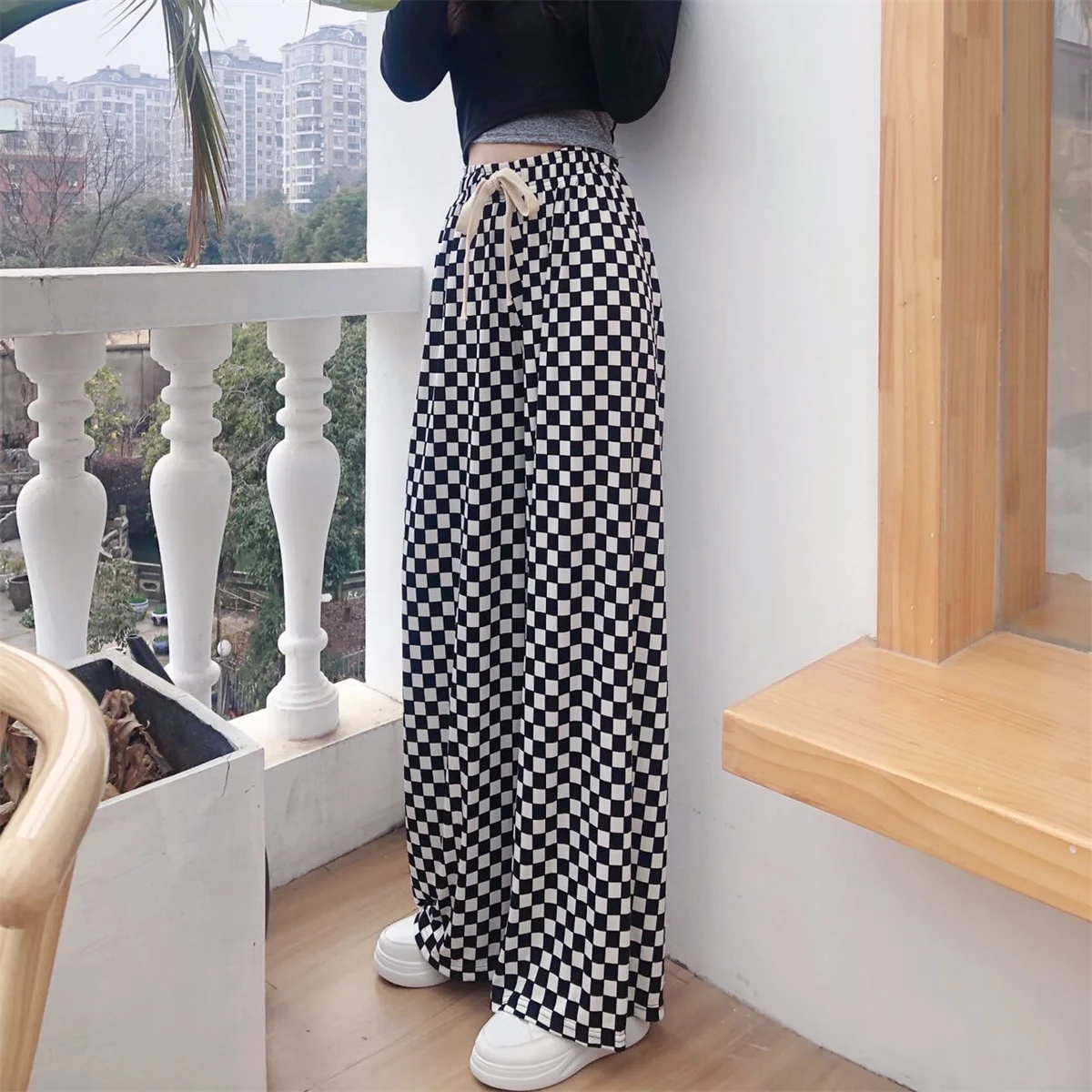 أسود البضائع منقوشة السراويل النساء عادية فاسق السراويل القوطية قلم رصاص Harajuku بناطيل كول موضة الهيب هوب فضفاض فتاة السراويل فام