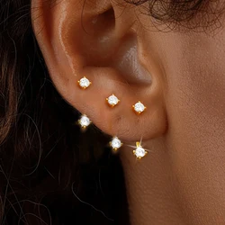 2PCS Exquisite Short Tassel Pendant Earrings for Women Trendy Cubic Zirconia Stud Earring Party Wedding Jewelry Accessories Gift