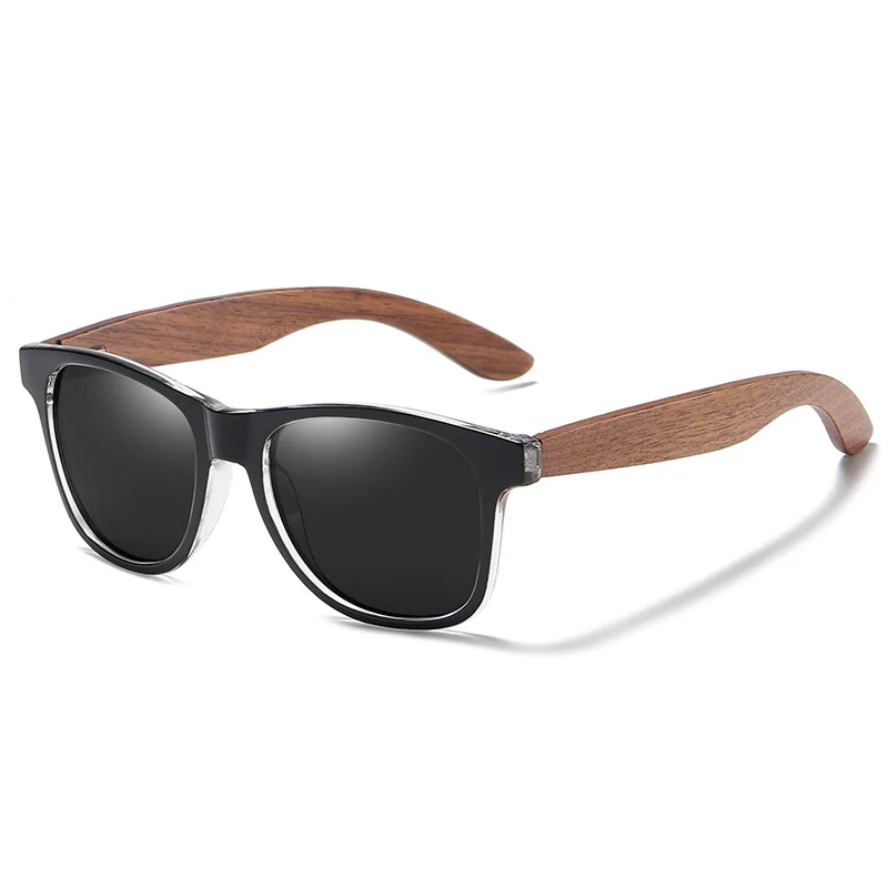 KIZN Wood Myopia Sunglasses Square Polarization UV400 Optics Eyewear -0.50 to -10 Prescription Available for Men And Women