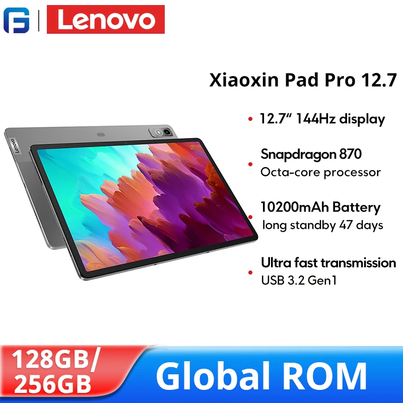 ROM Global Lenovo Xiaoxin Pad Pro 12,7 pulgadas 128GB 256GB 144Hz tableta LCD Qualcomm Snapdragon 870 Octa Core 10200mAh batería