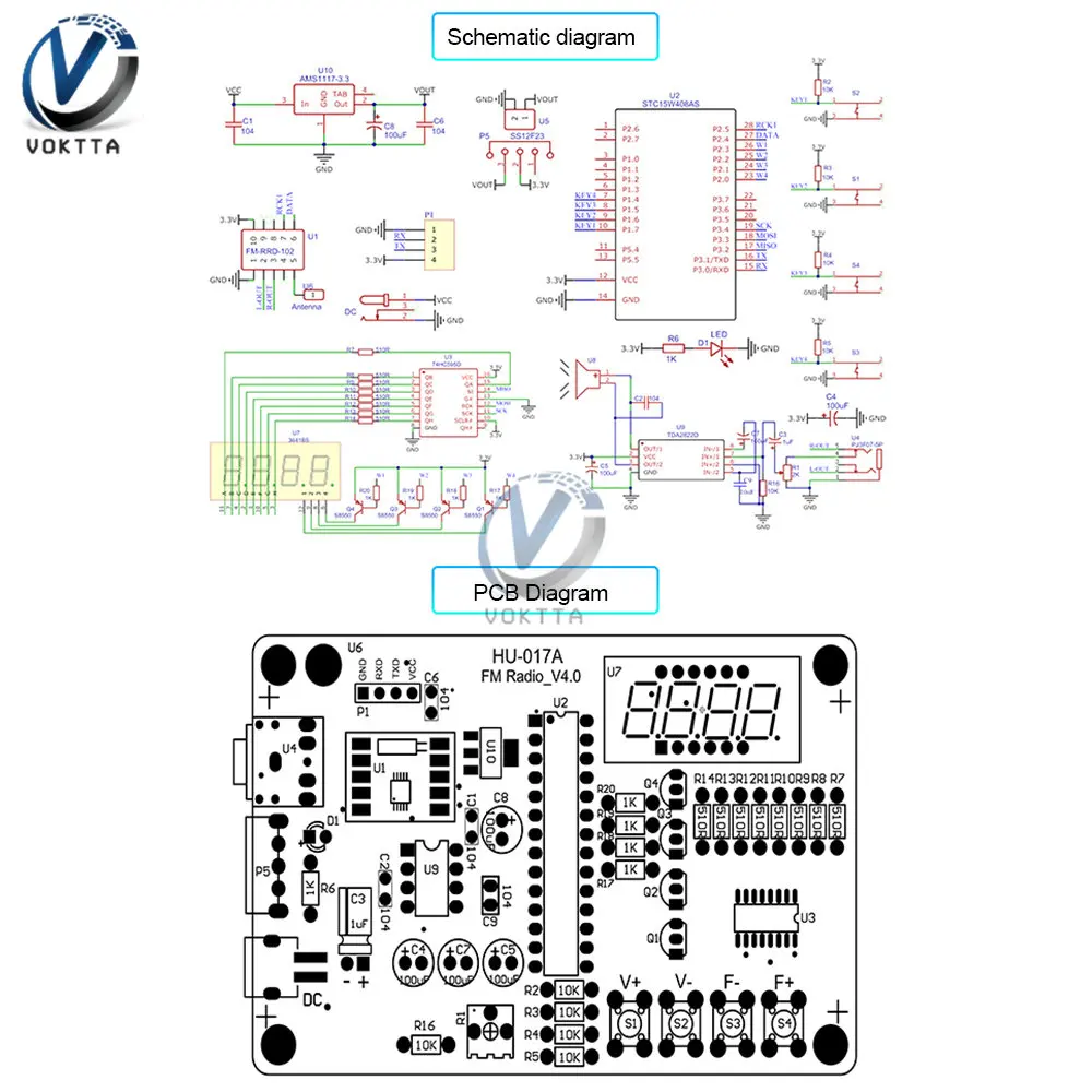 RDA5807 TDA2822 HU-017A RDA5807S Kit Radio FM FM parti elettroniche fai da te Kit scheda 87-108MHz per accessori per componenti elettronici