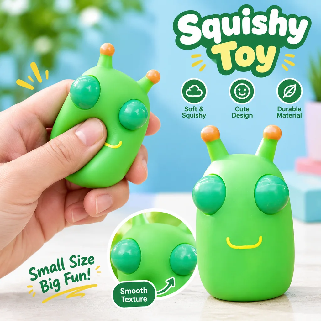Squishy Caterpillar Fidget Toy Pop Stress Relief Squeeze with Bulging Eyes for Kids Adults Anxiety Relief Factory Direct