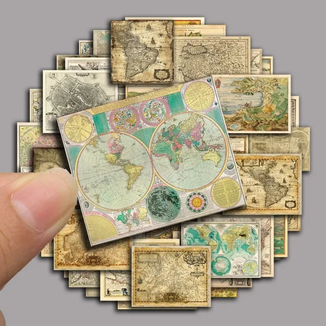 55PCS Large-Sheet Nautical Map Journal Stickers - Vintage Nostalgic Waterproof Large-Size Non-Repetitive AnimeWorlds Store 2