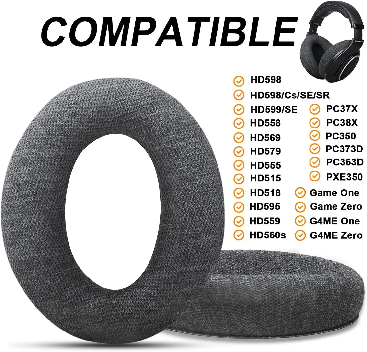 Ersatz-Ohrpolster für Sennheiser HD515 HD555 HD595 HD598 PC360 Kopfhörer. Hautfreundliche Ohrenschützer aus Baumwollgewebe