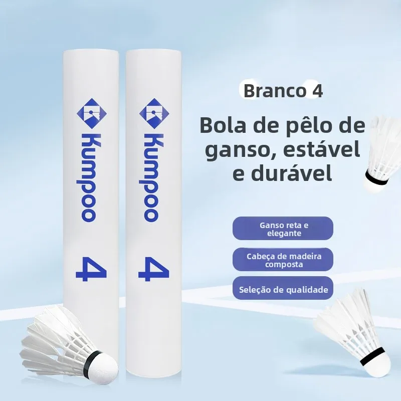 white-aged-goose-feather-badminton-shuttlecock-training-model-high-stability-durability-red-aged-for-competition-and-practice